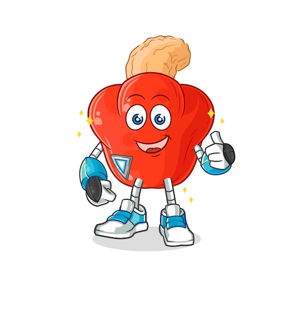 Vector de mascota de dibujos animados de personaje de robot de fruta de marañón