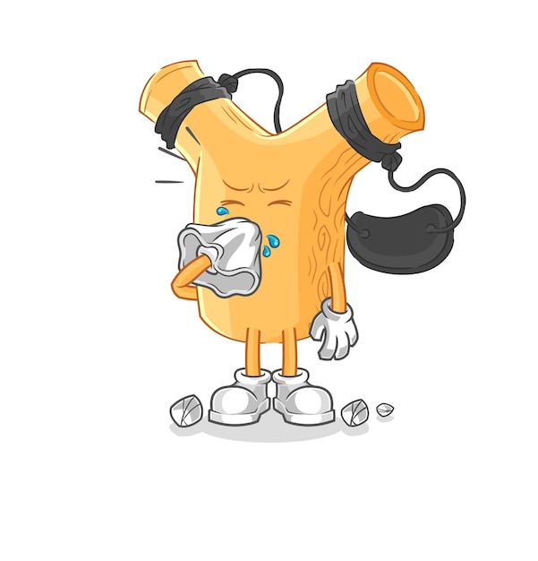 Vector de mascota de dibujos animados de personaje de tirachinas que sopla la nariz
