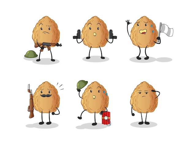 Vector de mascota de dibujos animados de personaje de tropas de almendras