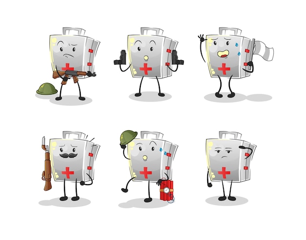 Vector de mascota de dibujos animados de personaje de tropas de botiquín de primeros auxilios