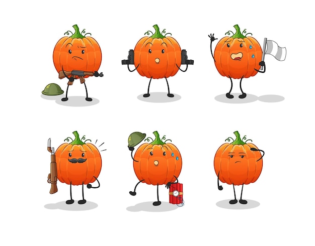 Vector de mascota de dibujos animados de personaje de tropas de calabaza