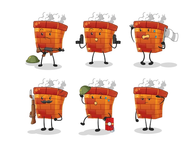 Vector de mascota de dibujos animados de personaje de tropas de chimenea