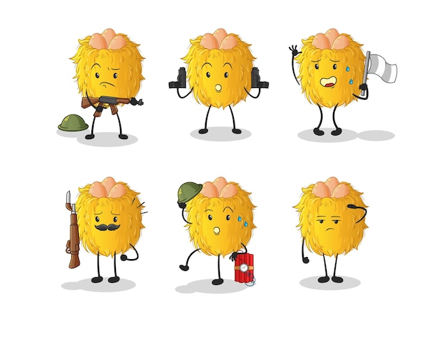 Vector de mascota de dibujos animados de personaje de tropas de nido de pájaro