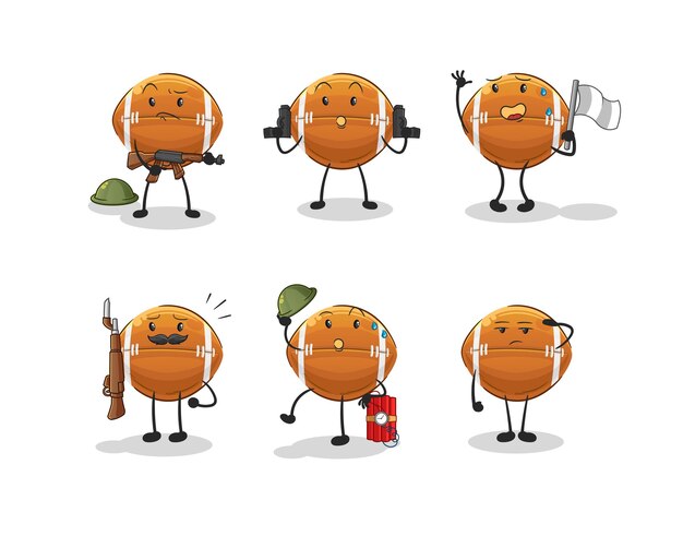 Vector de mascota de dibujos animados de personaje de tropas de pelota de rugby