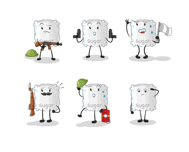 Vector de mascota de dibujos animados de personaje de tropas de saco de azúcar