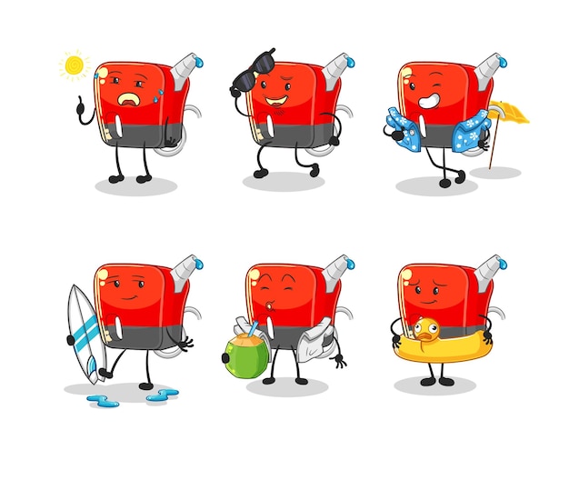 Vector de mascota de dibujos animados de personaje de vacaciones de bomba de gasolina