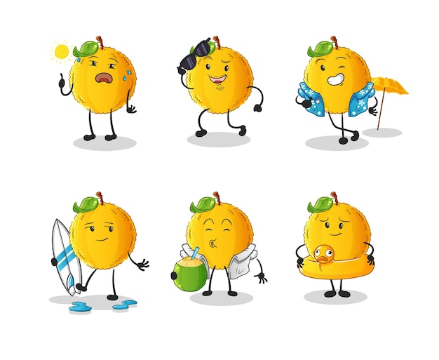Vector de mascota de dibujos animados de personaje de vacaciones Jackfruit