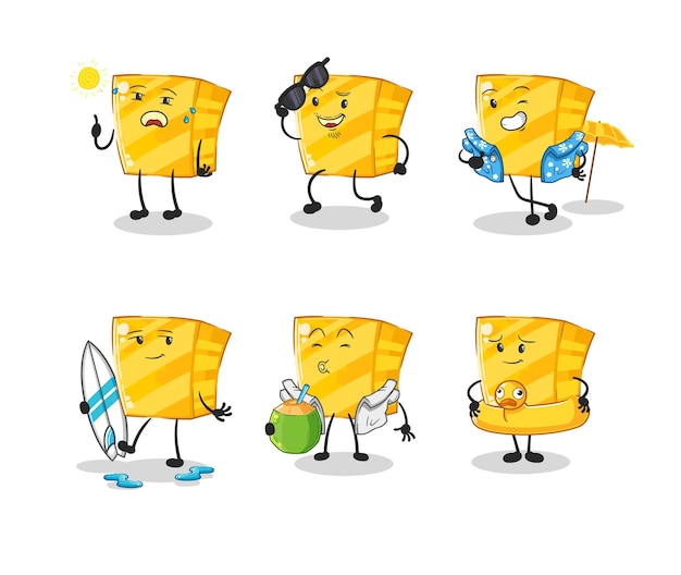 Vector de mascota de dibujos animados de personaje de vacaciones de oro