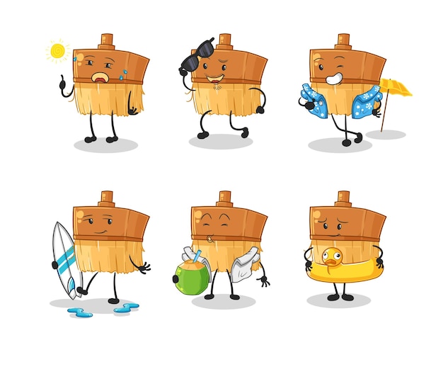 Vector de mascota de dibujos animados de personaje de vacaciones de pincel