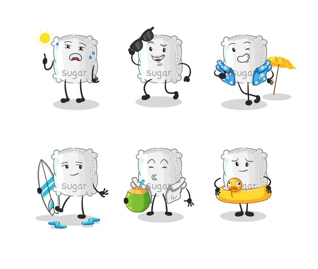Vector de mascota de dibujos animados de personaje de vacaciones de saco de azúcar