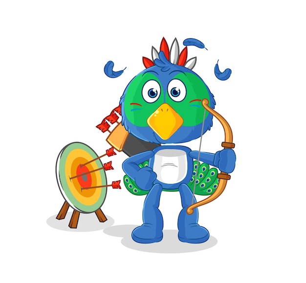 Vector de mascota de dibujos animados de tribu nativa americana de pavo real