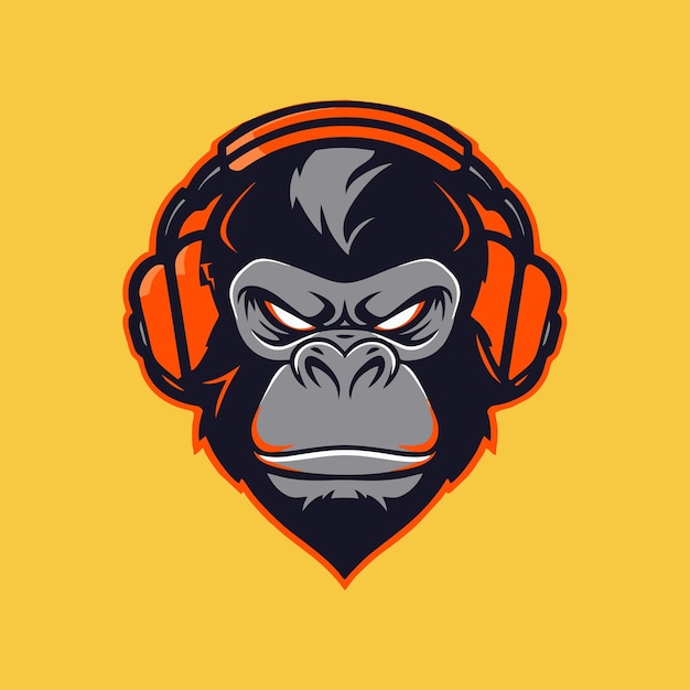 Vector vector de la mascota del mono del logotipo de esport en un fondo en blanco