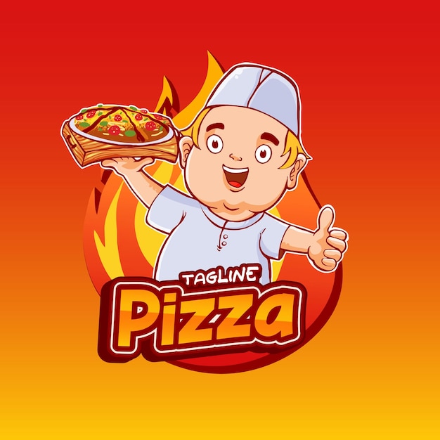 Vector de mascota de personaje de comida de pizza