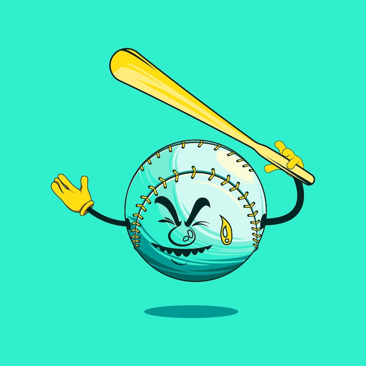 Vector vector de mascota de personaje de dibujos animados de béisbol en eps 10