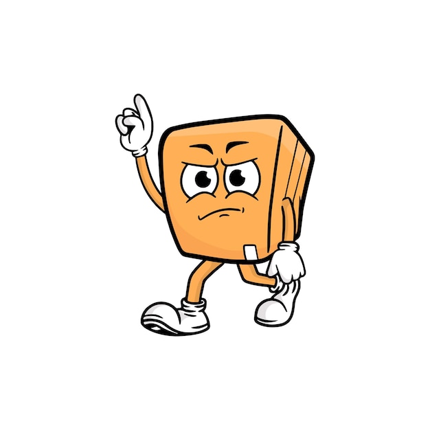 Vector de la mascota del personaje de dibujos animados de caja