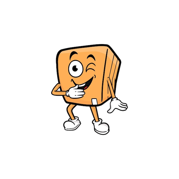 Vector de la mascota del personaje de dibujos animados de caja