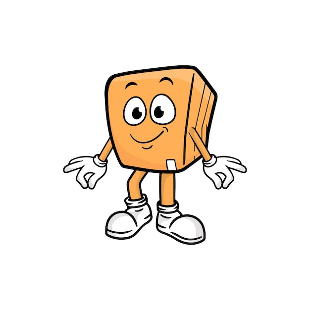 Vector de la mascota del personaje de dibujos animados de caja