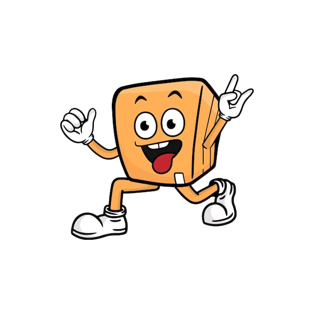 Vector de la mascota del personaje de dibujos animados de caja