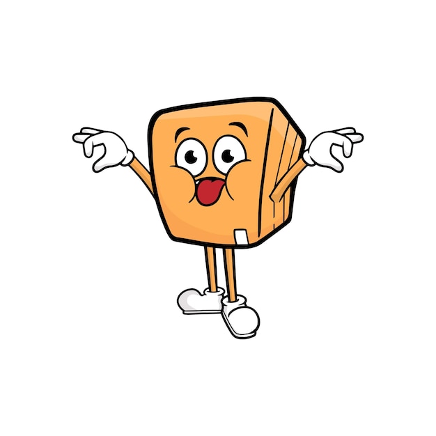 Vector de la mascota del personaje de dibujos animados de caja