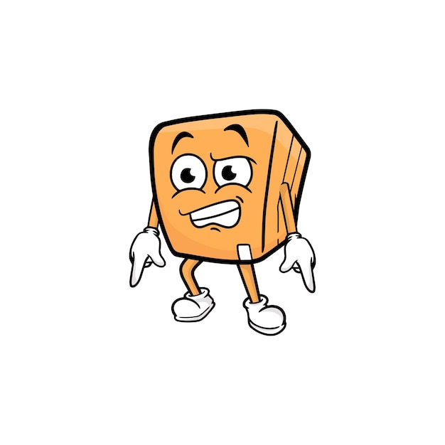 Vector de la mascota del personaje de dibujos animados de caja