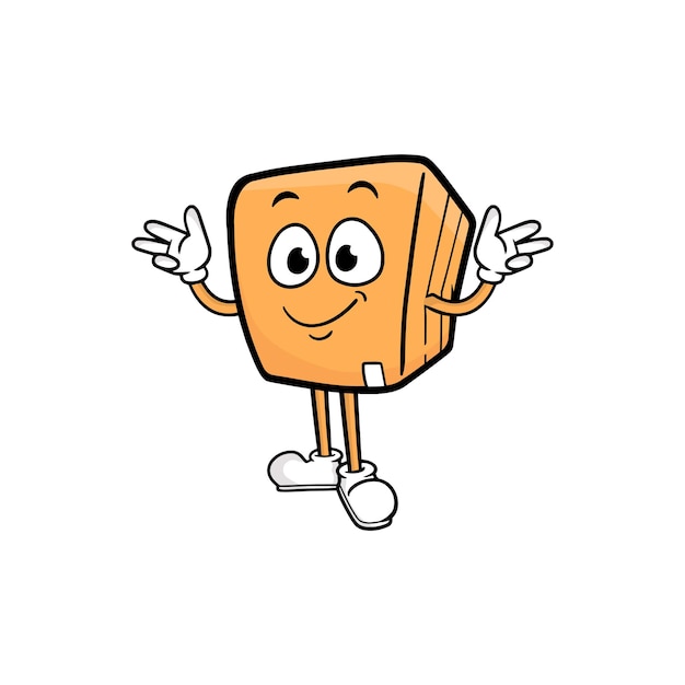 Vector de la mascota del personaje de dibujos animados de caja