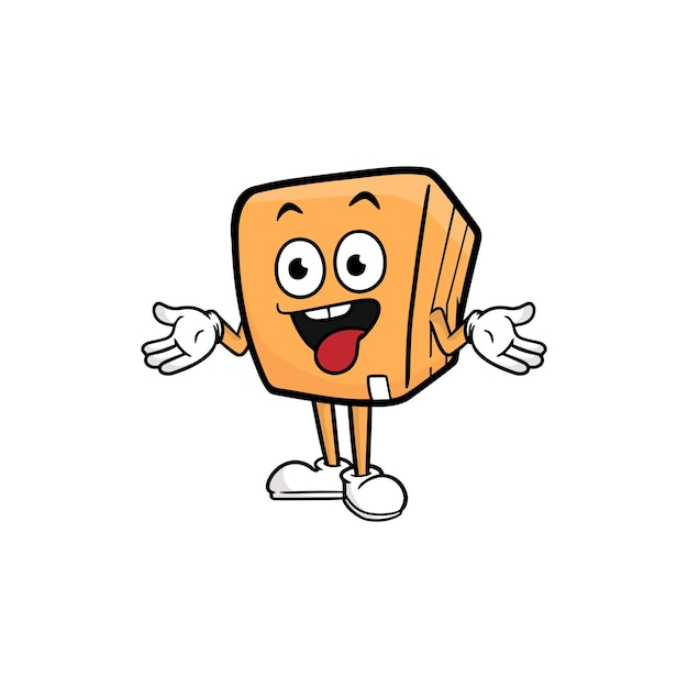 Vector de la mascota del personaje de dibujos animados de caja