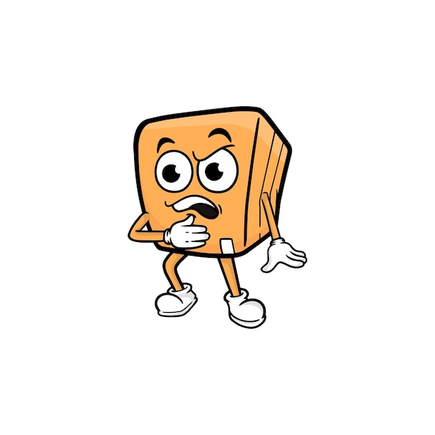 Vector de la mascota del personaje de dibujos animados de caja