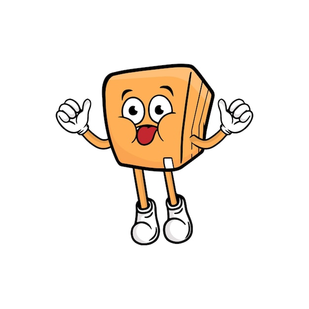 Vector de la mascota del personaje de dibujos animados de caja