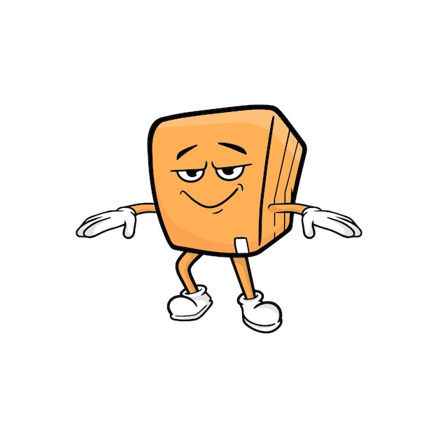 Vector de la mascota del personaje de dibujos animados de caja