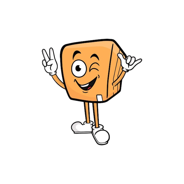 Vector de la mascota del personaje de dibujos animados de caja
