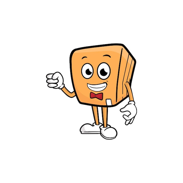 Vector de la mascota del personaje de dibujos animados de caja