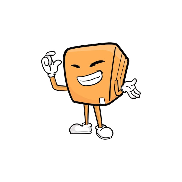 Vector de la mascota del personaje de dibujos animados de caja