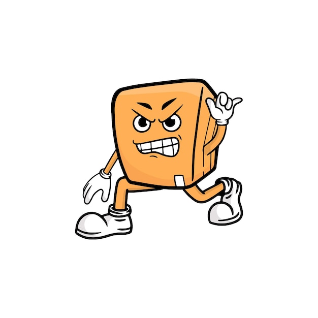Vector de la mascota del personaje de dibujos animados de caja