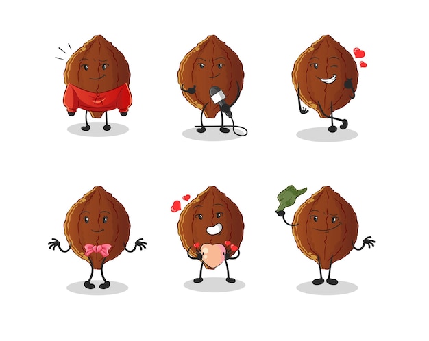 Vector de mascota de personaje de grupo de cultura coreana de cacao