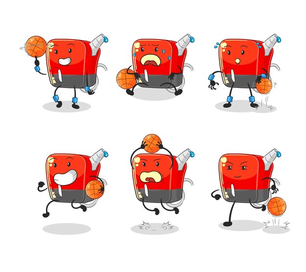 Vector de mascota de personaje de grupo de jugador de baloncesto de bomba de gasolina