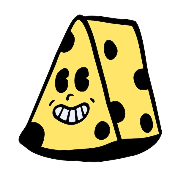 El vector de la mascota del queso retro