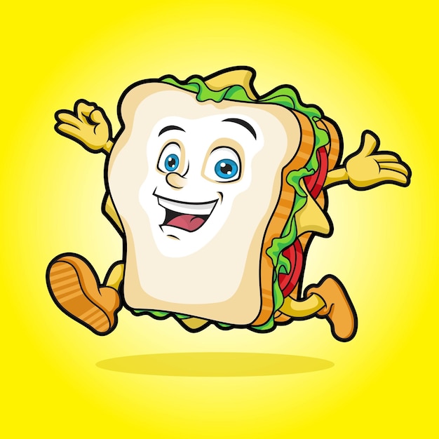 vector de mascota de sándwich de pan blanco