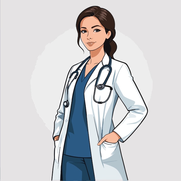 Vector médico femenino en fondo blanco