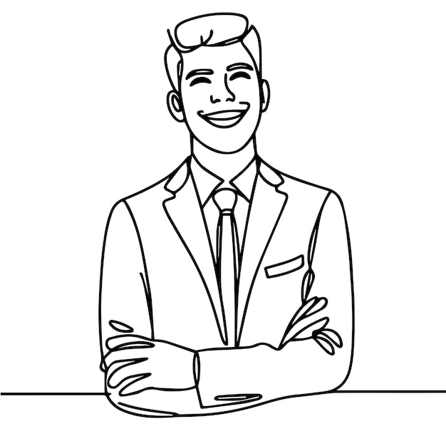 vector de medio cuerpo de hombre de negocios en estilo de línea continua