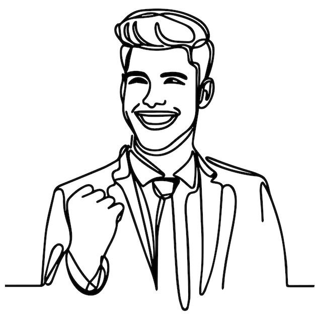 vector de medio cuerpo de hombre de negocios en estilo de línea continua