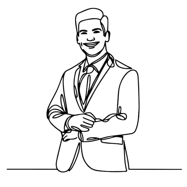 vector de medio cuerpo de hombre de negocios en estilo de línea continua