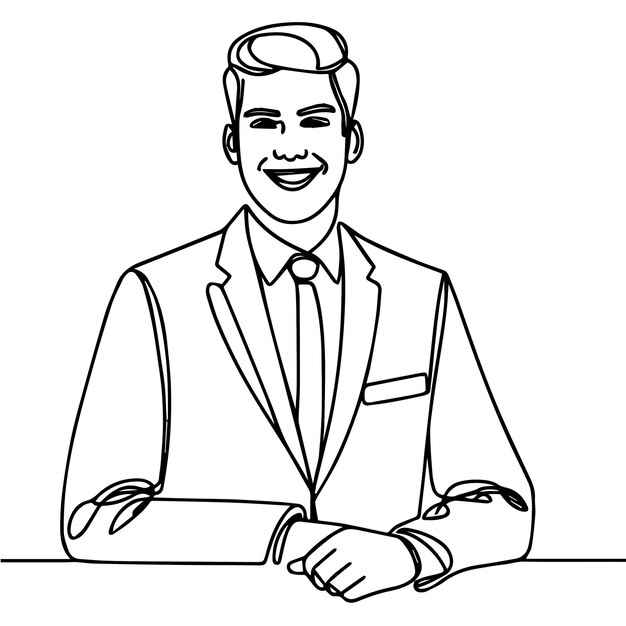 vector de medio cuerpo de hombre de negocios en estilo de línea continua