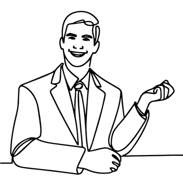 vector de medio cuerpo de hombre de negocios en estilo de línea continua