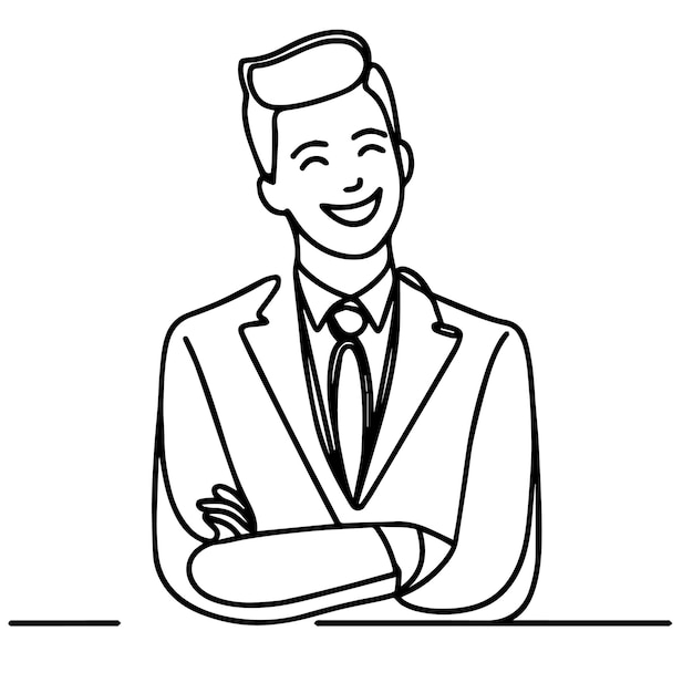 vector de medio cuerpo de hombre de negocios en estilo de línea continua