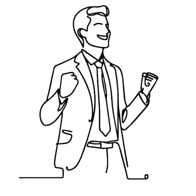 vector de medio cuerpo de hombre de negocios en estilo de línea continua