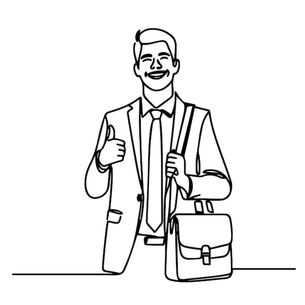 vector de medio cuerpo de hombre de negocios en estilo de línea continua
