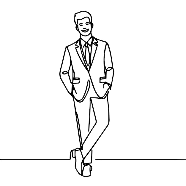 vector de medio cuerpo de hombre de negocios en estilo de línea continua