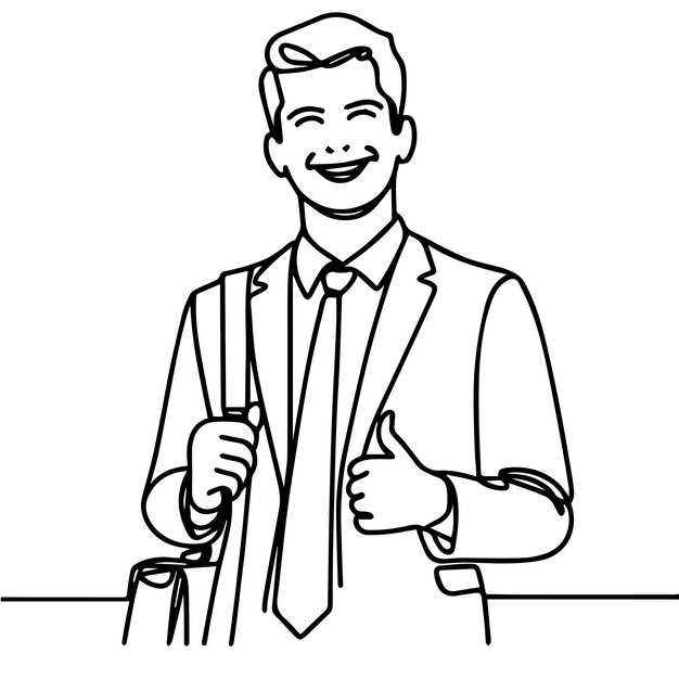 vector de medio cuerpo de hombre de negocios en estilo de línea continua