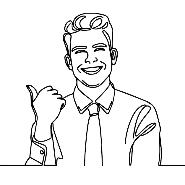 vector de medio cuerpo de hombre de negocios en estilo de línea continua