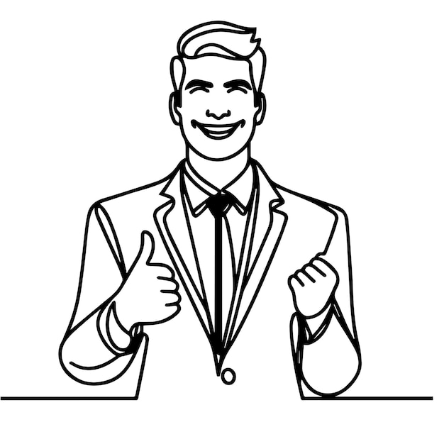 vector de medio cuerpo de hombre de negocios en estilo de línea continua